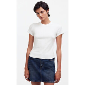Madewell | NWT Ribbed Crewneck Tee (Re)generative Cotton Eyelet White | Sz S